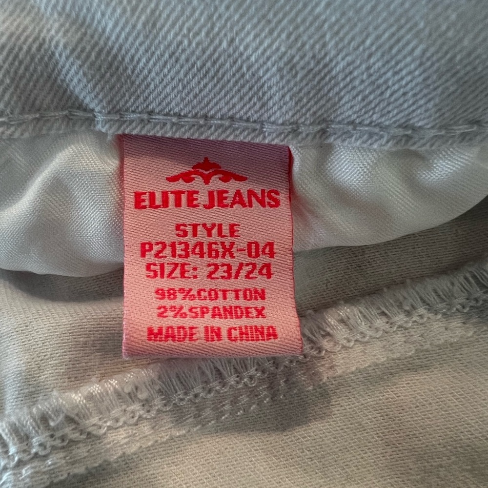 Elite Jeans White Distressed Straight-Leg – Size 23/24 🤍👖 - Picture 11 of 12